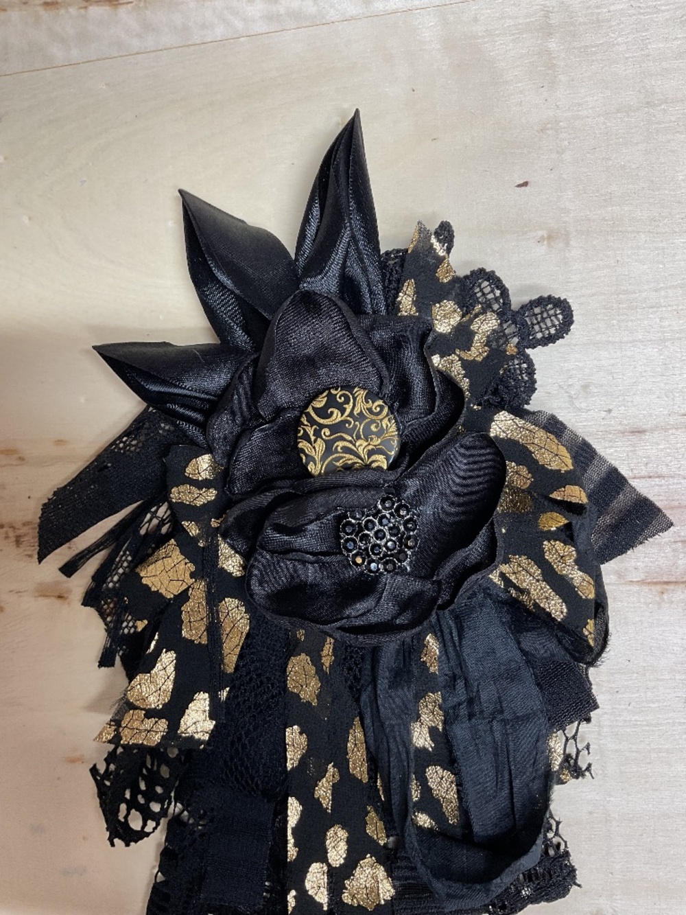 Corsage-Brooch-Frou Frou- Bow- upcycled flower pin